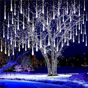Christmas Lights Outdoor, 8 Tubes Meteor Shower Lights LED Snow Falling Icicle